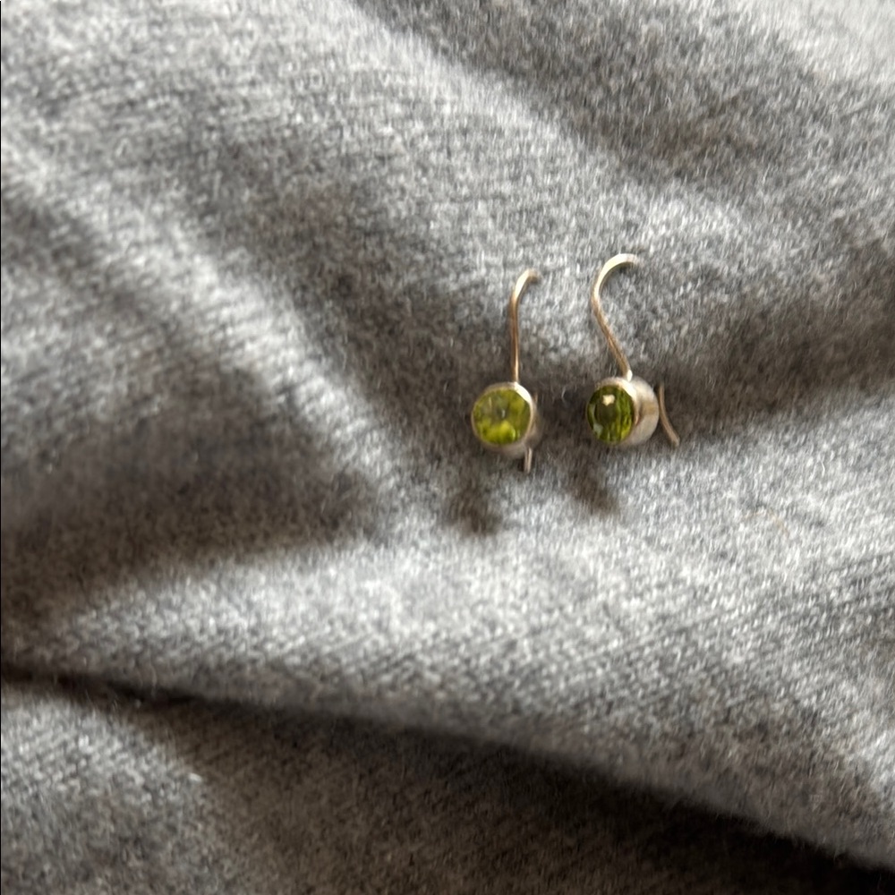 Elegant Sterling Silver and Green Earrings